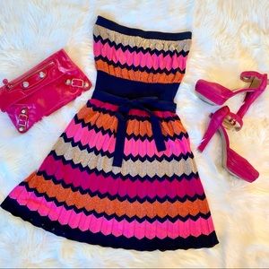 Laundry by Shelli Segal Strapless Chevron Dress L